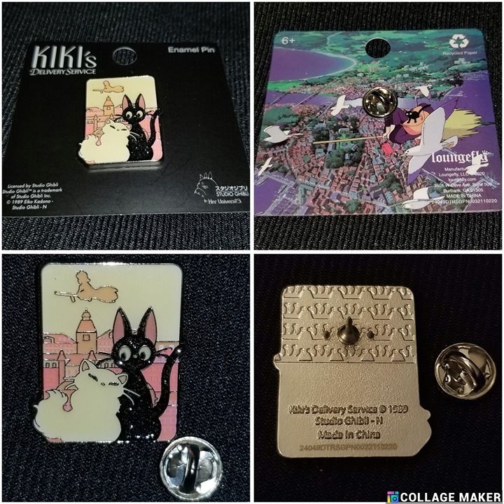 Loungefly Pin Kiki Jiji Lily Cat Studio Ghibli Black Glitter White Her Universe